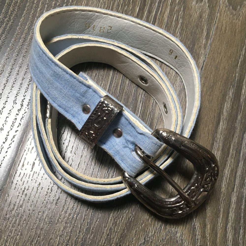 Vintage Narrow Denim Faux Leather Belt Cowgirl